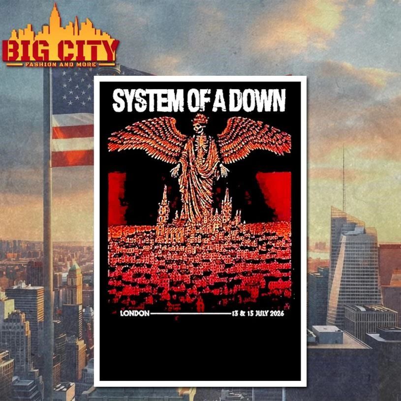 System Of A Down Soad London Uk 2026 Pop Up Shop At Tottenham Stadium On 13 And 15 2026 Shirt