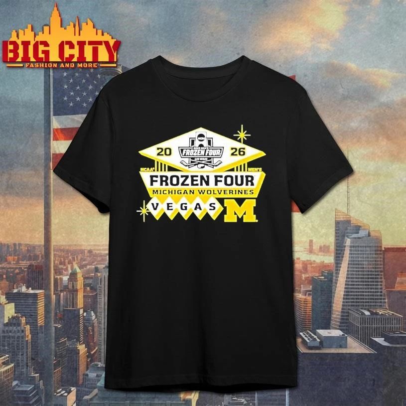 Michigan Wolverines 2026 Ncaa Mens Hockey Frozen Four Vegas Logo Tournament Shirt