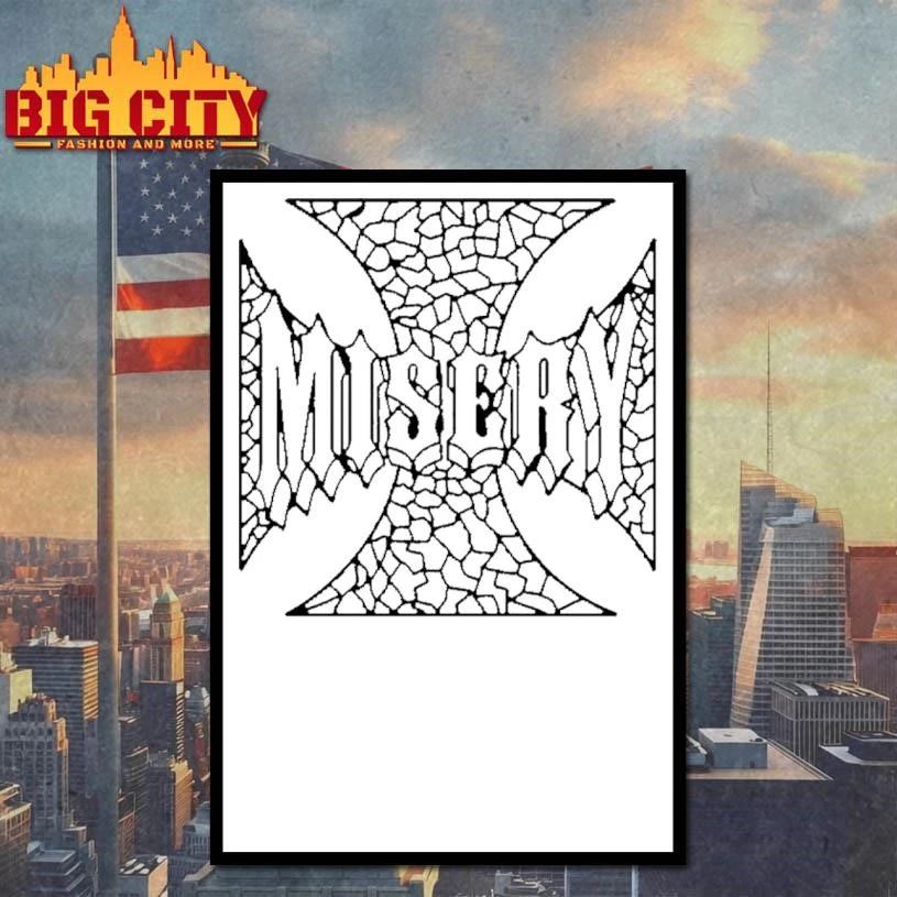 Misery Iron Cross Grunge Broken Mosaic Pattern Gothic Streetwear Shirt