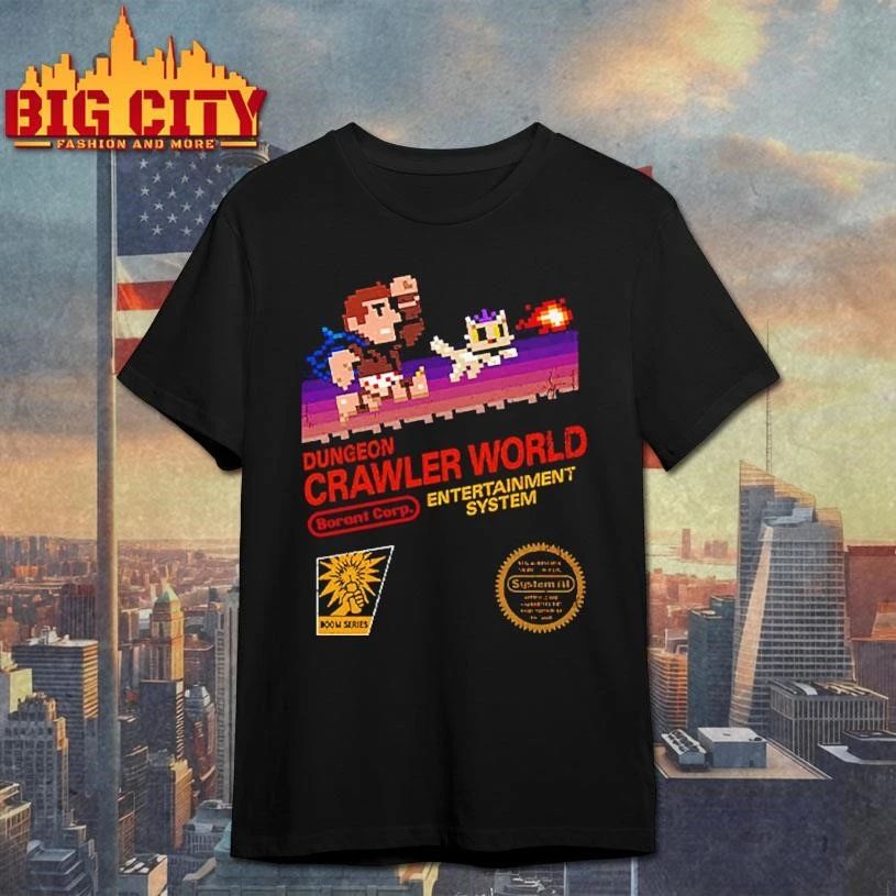 Dungeon Crawler World Entertainment System Pixel Art Shirt