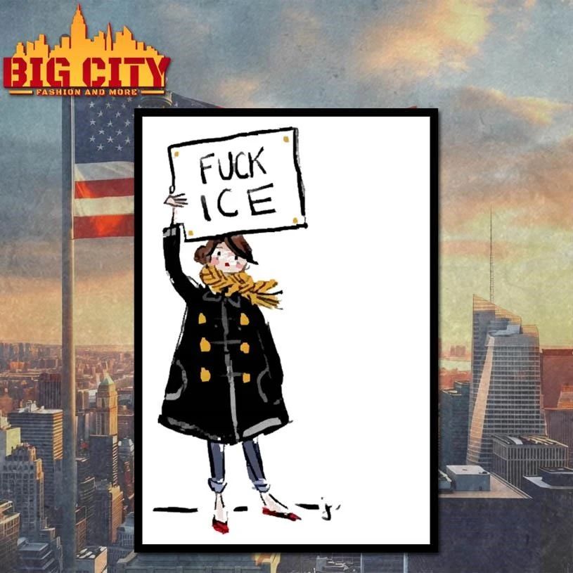 Protest Girl Holding Fuck Ice Political Statement Activism Shirt