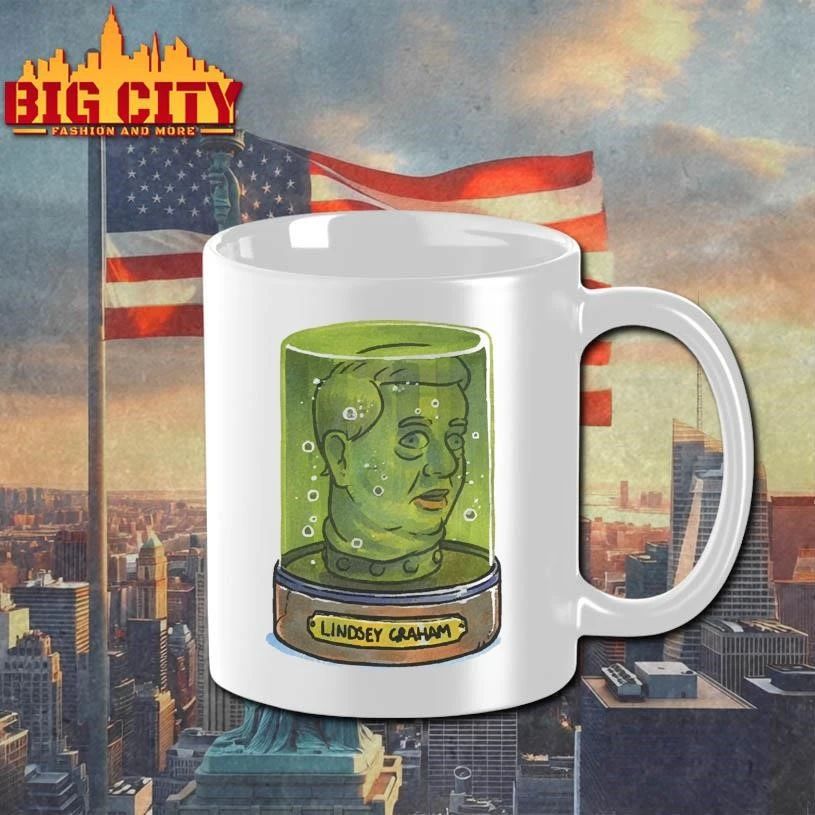 Lindsey Graham head in a green jar funny political satire pop art shirt