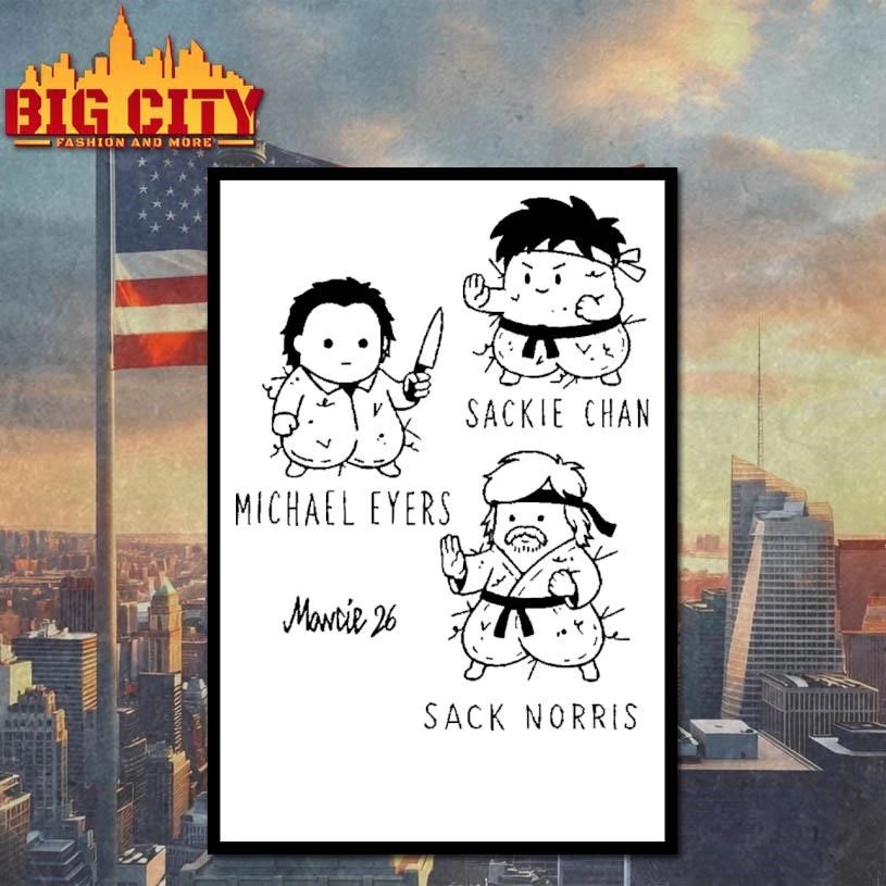 Sackie Chan Michael Eyers Sack Norris Cute Mashup Cartoon Parody Fan Shirt