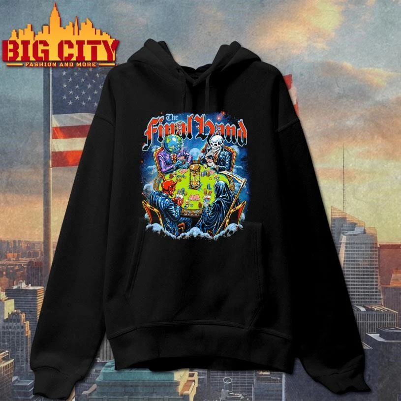 The Final Hand Grim Reaper Skeleton Devil Earth Poker Game Vintage Metal Graphic Shirt