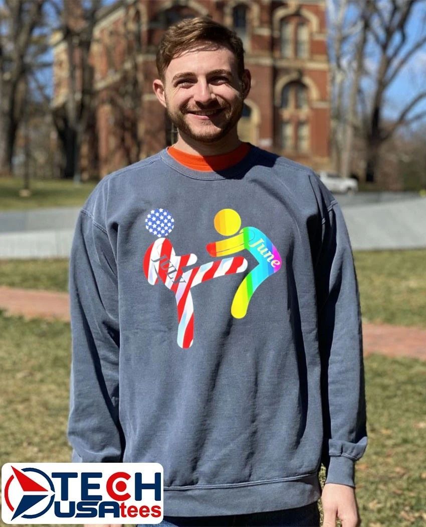 July Independence kick June Pride Month shirt