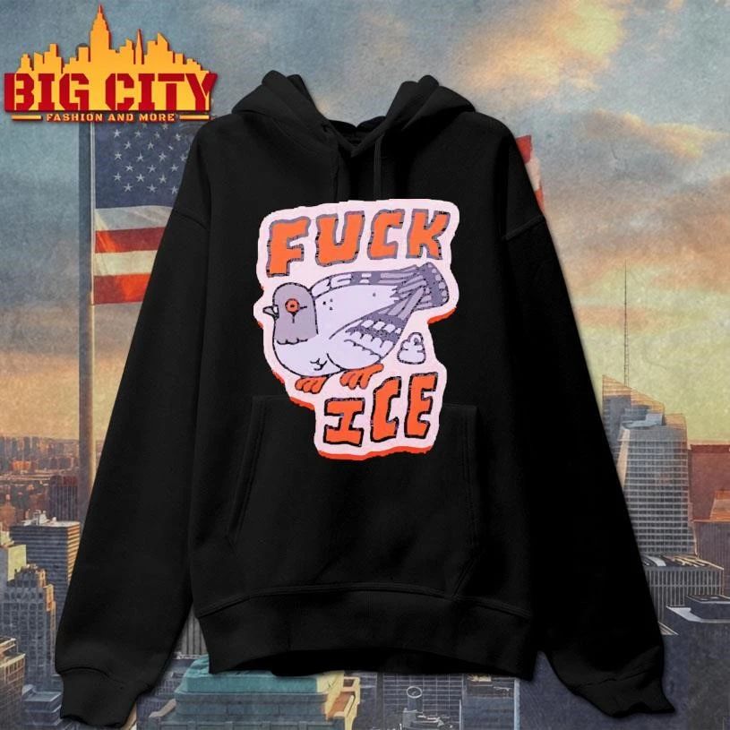 Fuck ICE Pigeon Pooping Anti Border Patrol Political Cartoon Streetwear Shirt