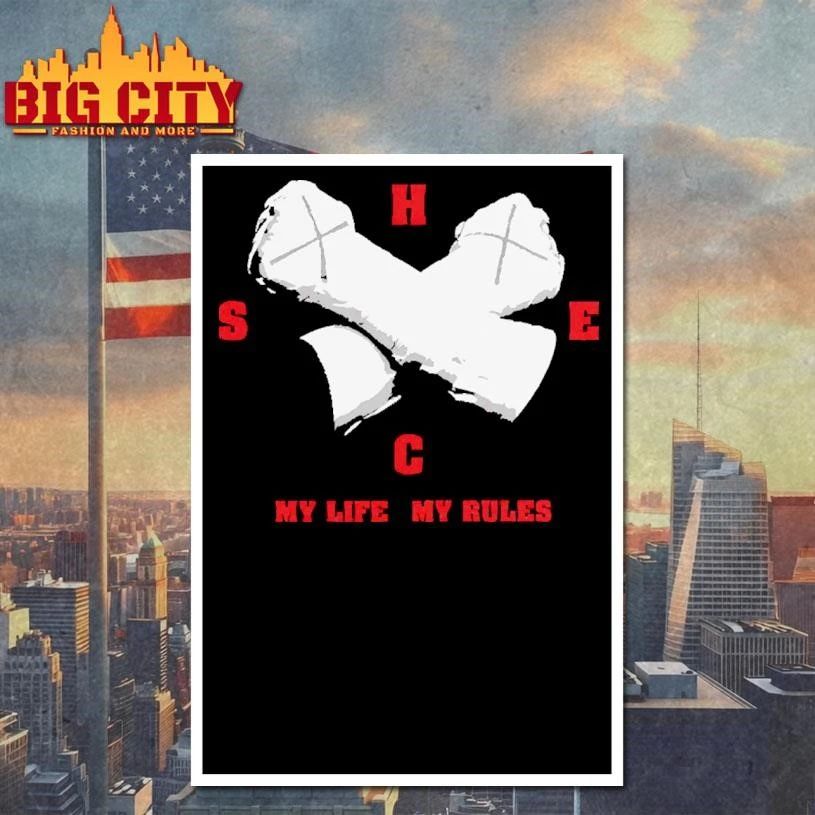 Straight Edge Hardcore Punk Crossed Fists My Life My Rules SHCE Graphic Shirt
