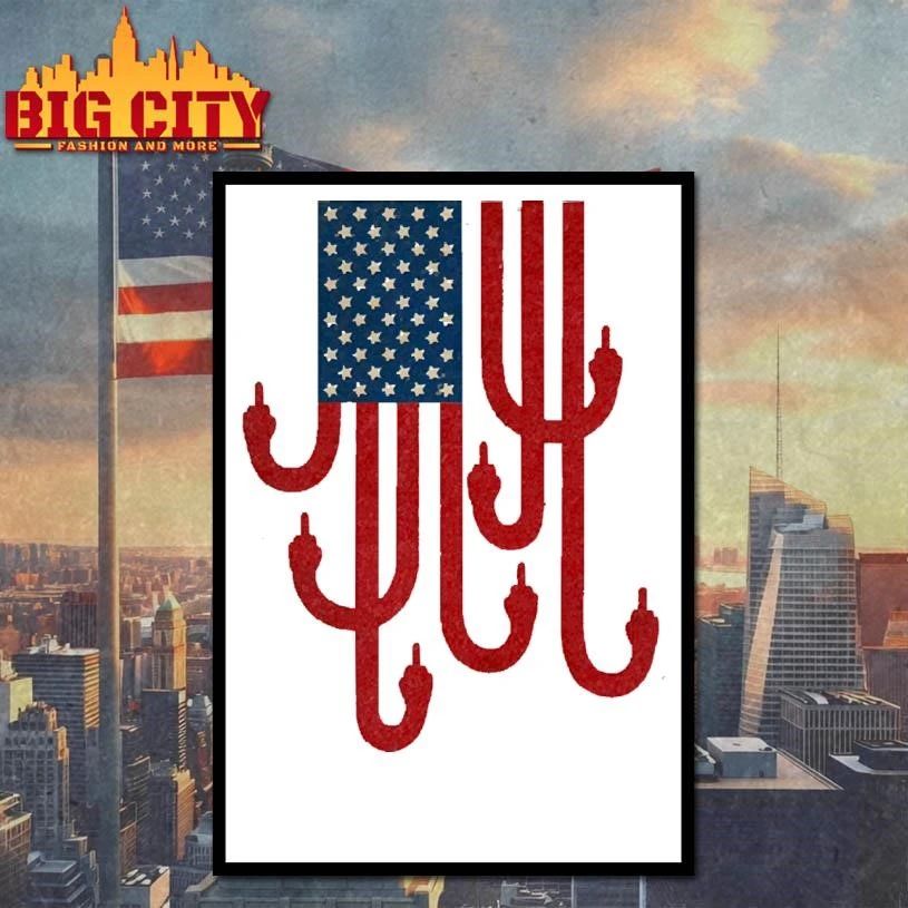 American Flag Middle Finger Protest Graphic Art Vintage Retro Shirt