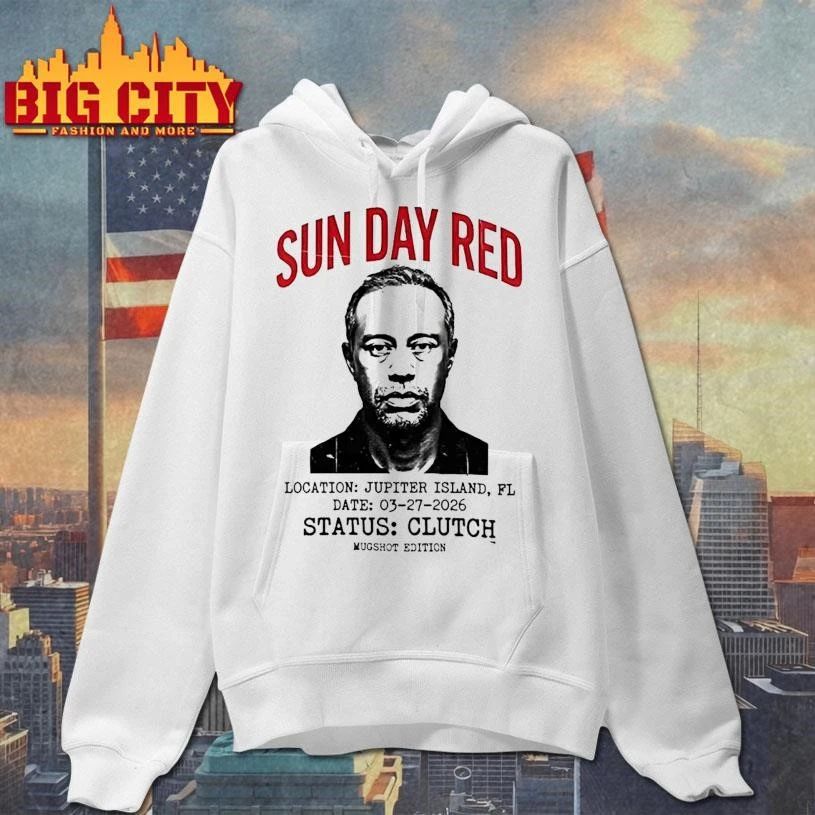 Tiger Woods Sun Day Red Iconic Mugshot Location Jupiter Island retro Shirt