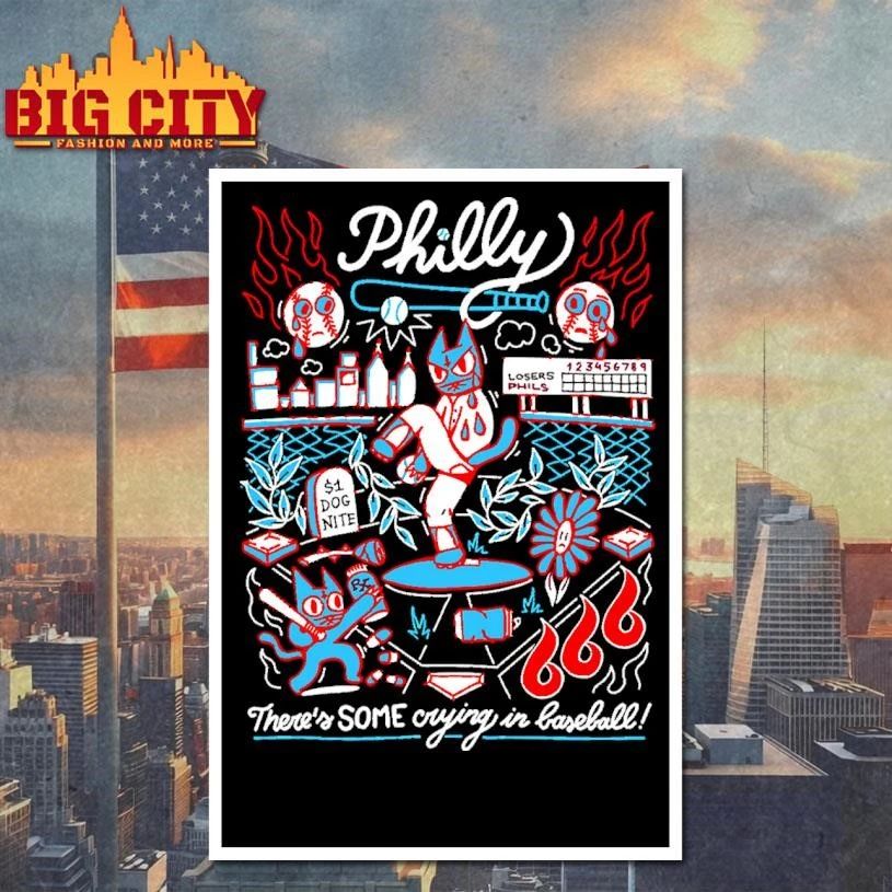 Philly There is Some Crying in Baseball Cartoon Cat Pitcher Shirt