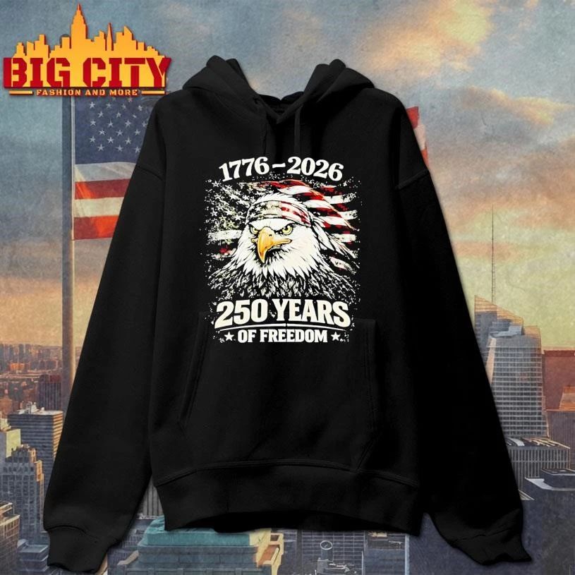 250 Years Of Freedom Eagle Patriotic American Flag 4th Of July Usa Independence Day Shirt