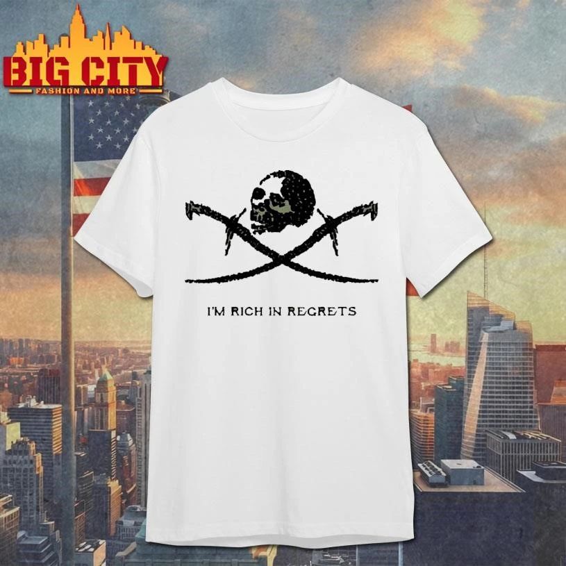 Im Rich In Regrets Pirate Skull Crossed Swords Vintage Casual Shirt