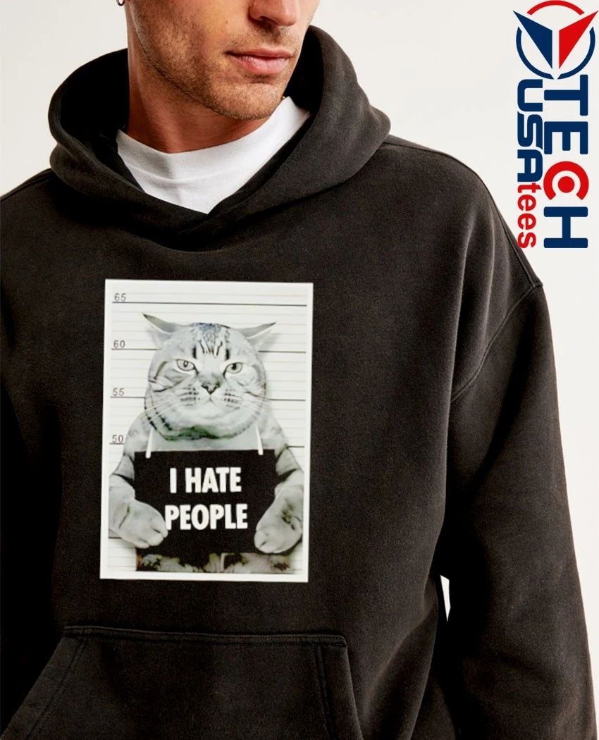I hate people cat mugshot shirt