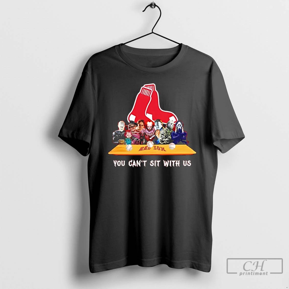 Classic Horror Movie Characters You Cant Sit With Us Boston Red Sox Halloween T Shirts