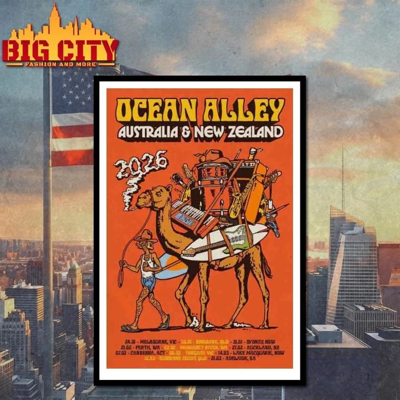 Ocean Alley 2026 AUS NZ Tour Limited Holographic Tour Poster Shirt