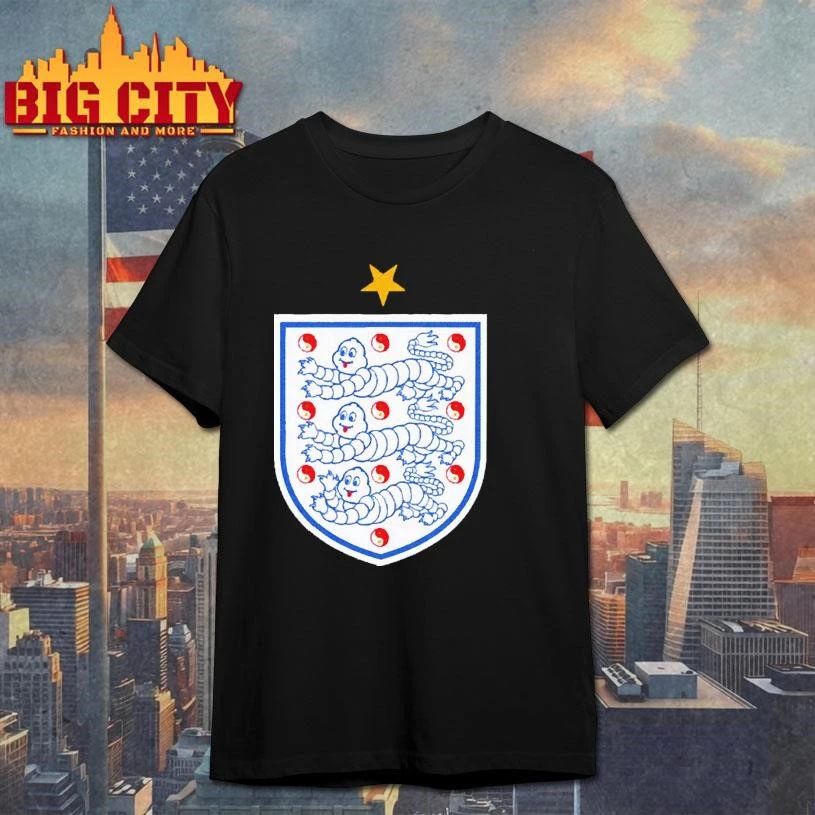 Three Lions Michelin Man Yin Yang Crest Orange Football Shirt