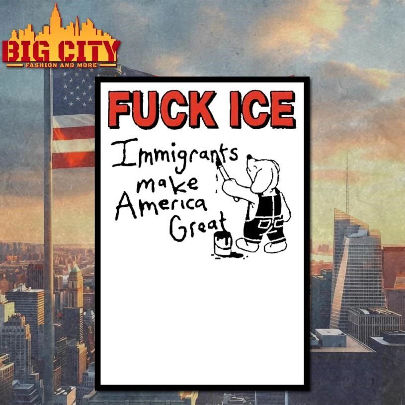 Fuck ICE Immigrants Make America Great Cute Dog Painting Wall Cartoon Shirt