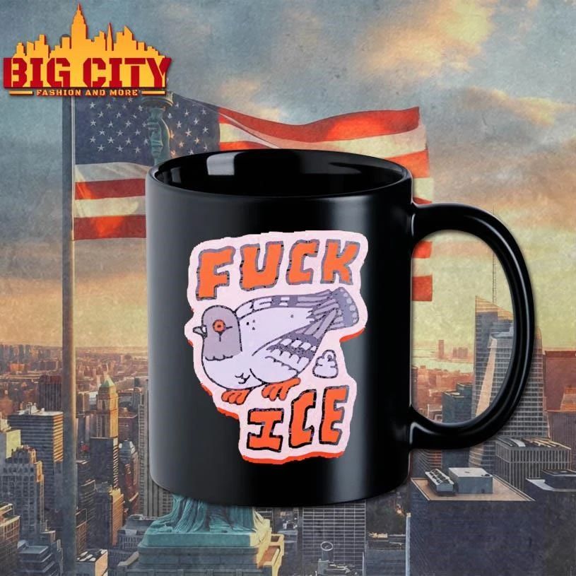 Fuck ICE Pigeon Pooping Anti Border Patrol Political Cartoon Streetwear Shirt