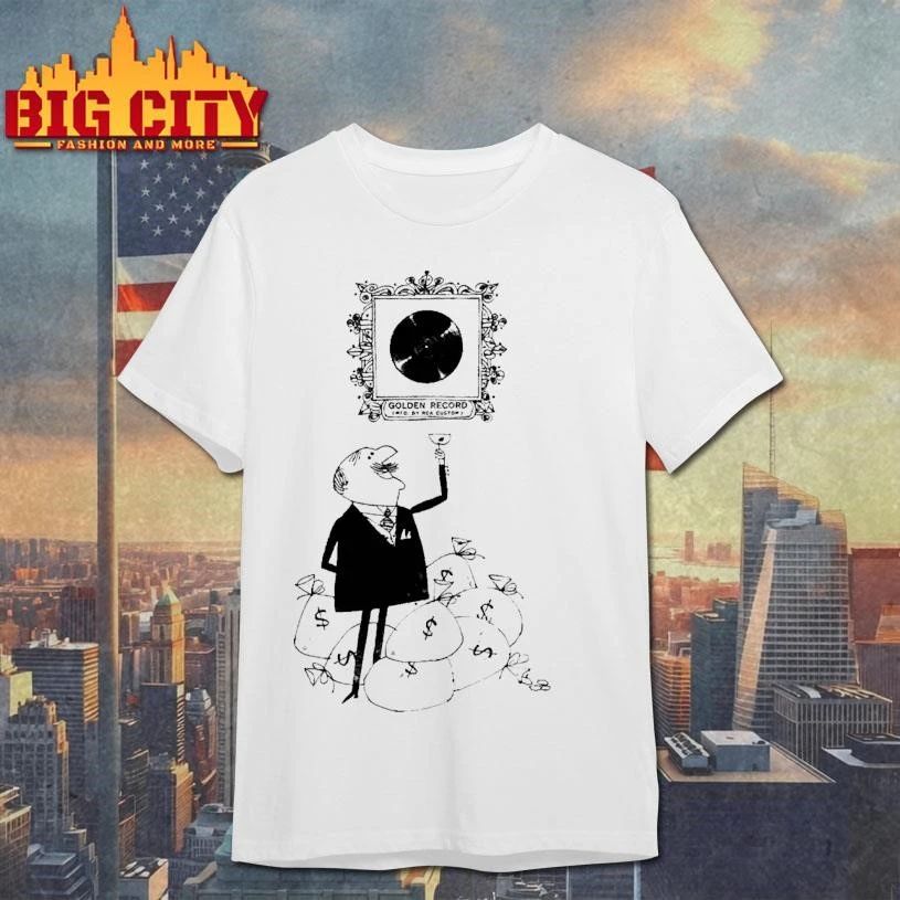 Wealthy Man Pile of Money Bags Golden Record Vintage Cartoon Shirt