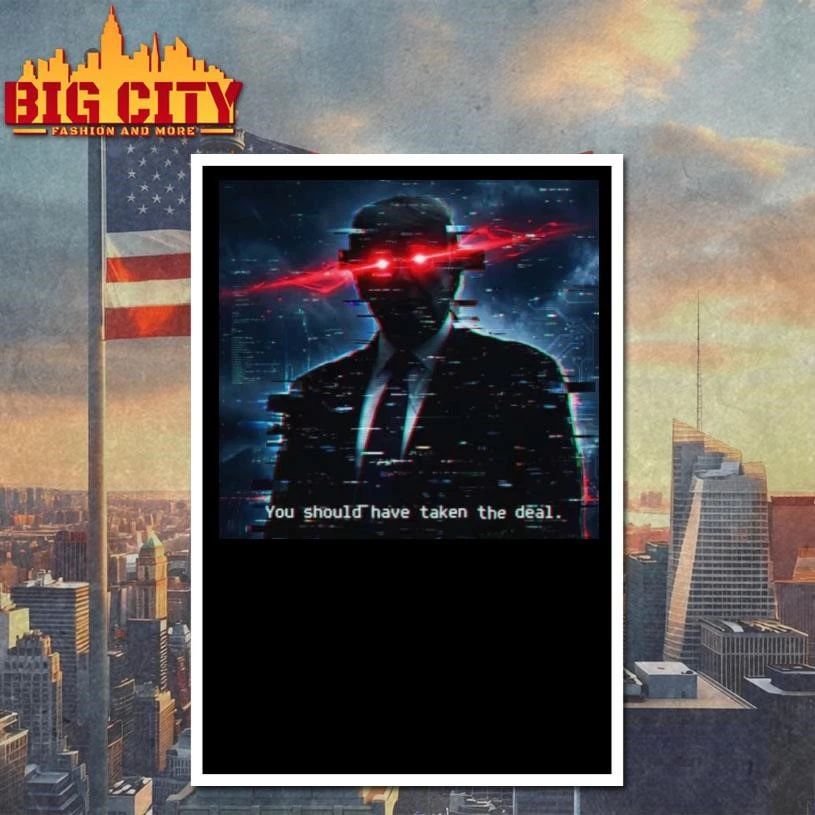 Donald Trump Dark Brandon You Should Have Taken The Deal Cyberpunk Glitch Laser Eyes T Shirt