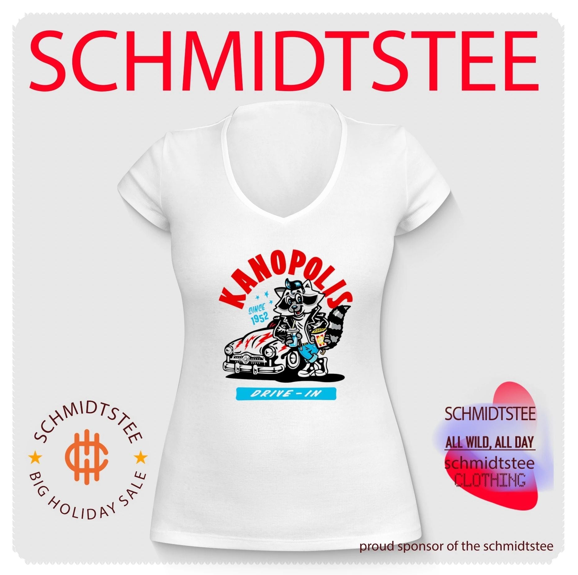 Kanopolis Drive-In Since 1952 Retro Raccoon shirt