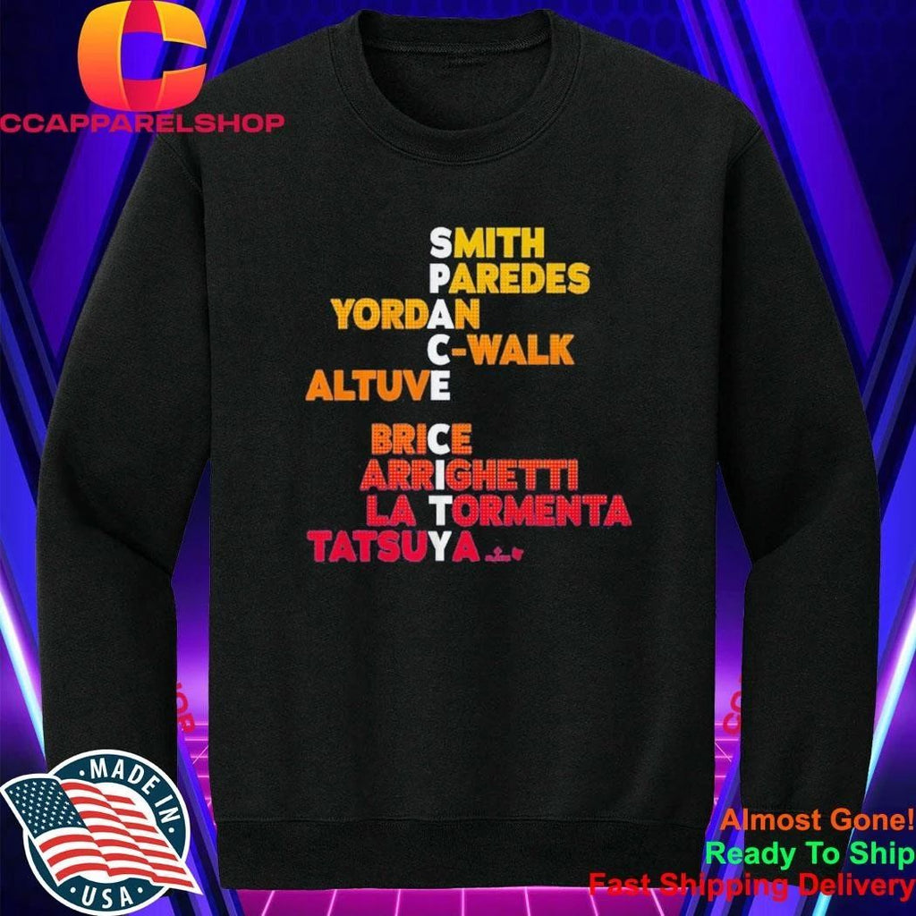 Houston Baseball Smith Paredes Yordan C Walk Altuve Brice Arrighetti La Tormenta Tatsuya Space City Names 2026 Shirt