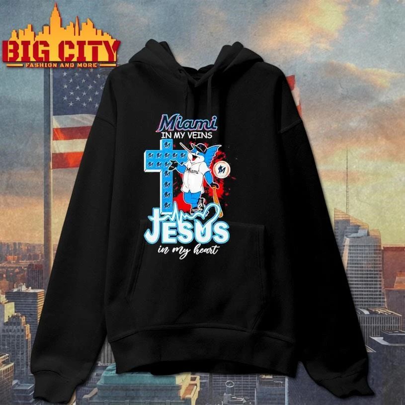 Marlins In My Veins Jesus In My Heart mascot Shirt