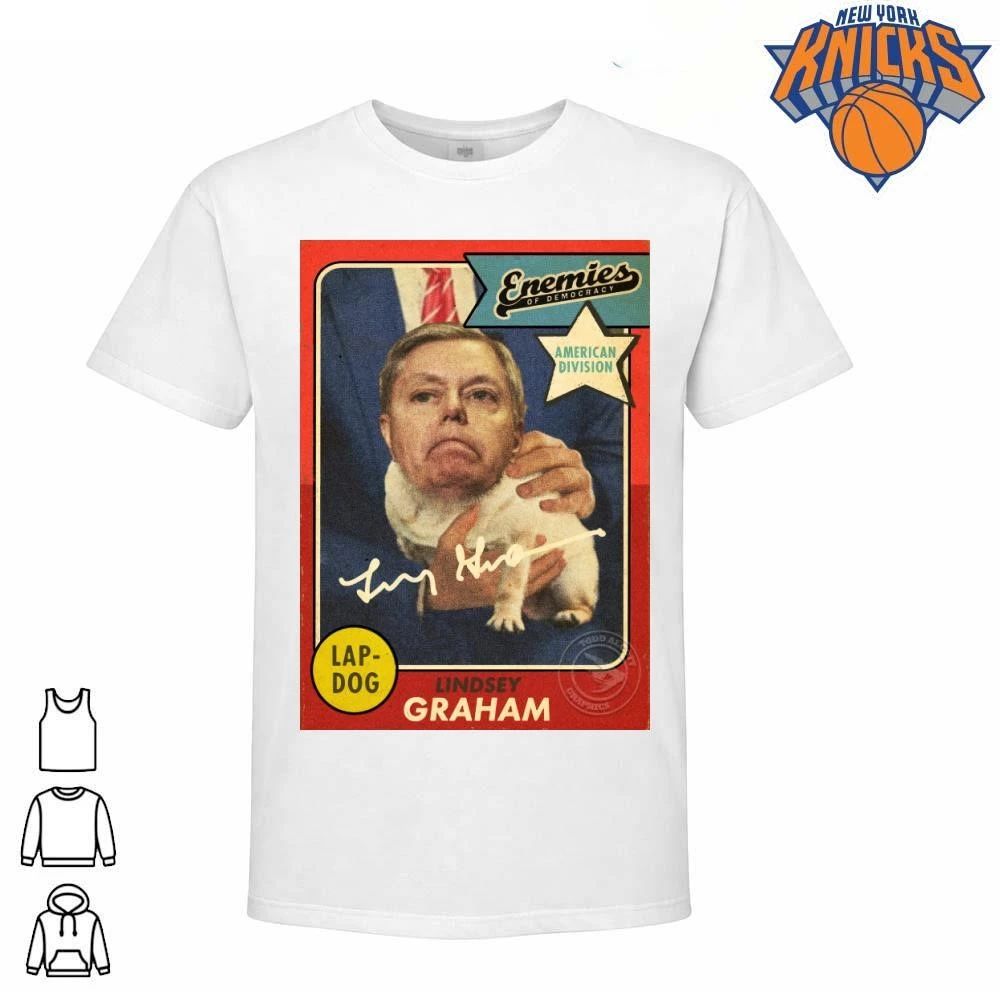 Enemies Of Democracy Lindsey Graham Lapdog Political Satire Vintage Baseball Card Shirt