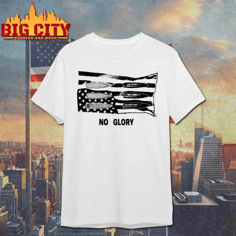 No Glory Bullet Flag Punk Rock Grunge Skull Military Shirt