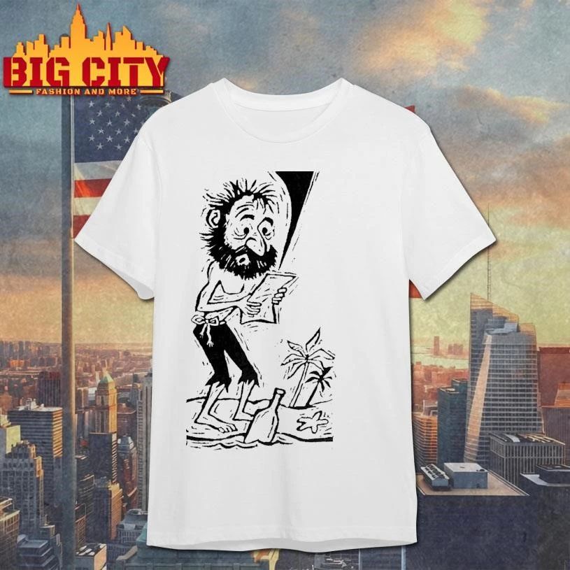 Vintage Castaway Message in a Bottle Cartoon Island Shirt