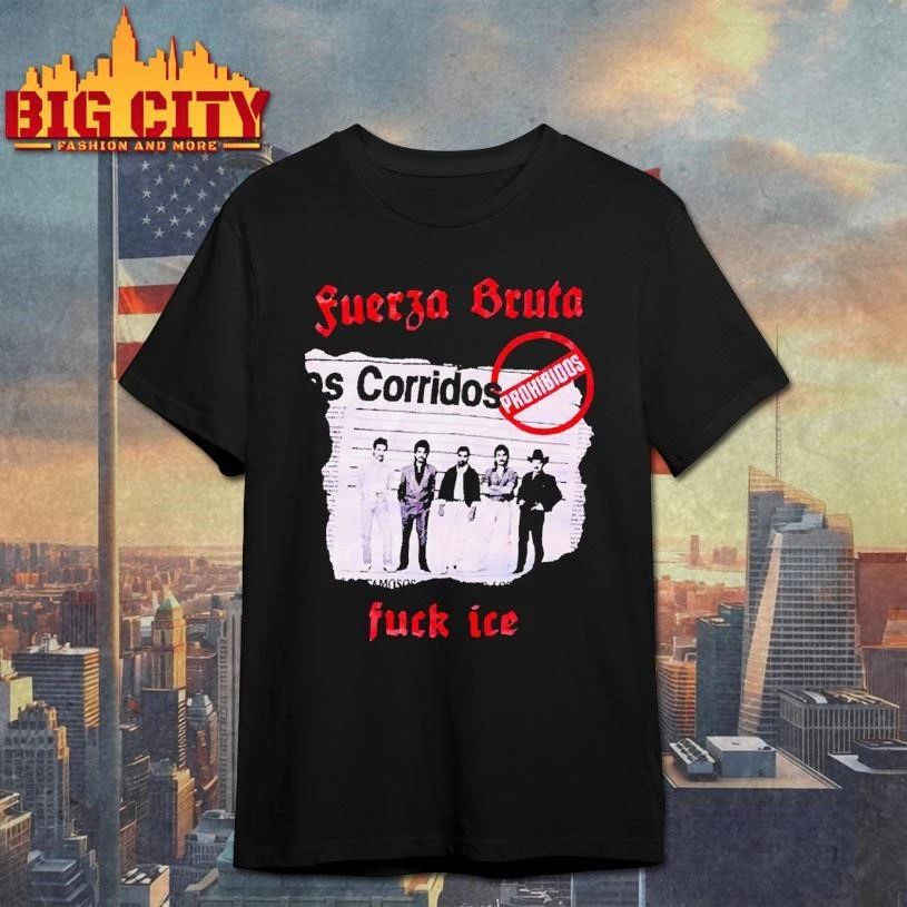 Fuerza Bruta Los Corridos Prohibidos Mexican Band Mugshot Newspaper Graphic Shirt