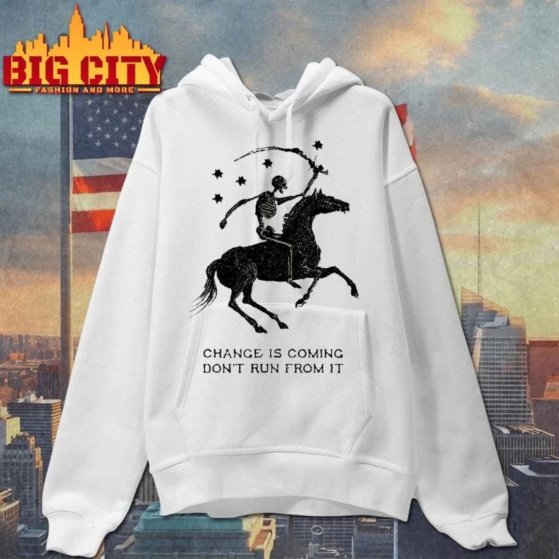 Change Is Coming Dont Run From It Grim Reaper Horse Skeleton Vintage Shirt
