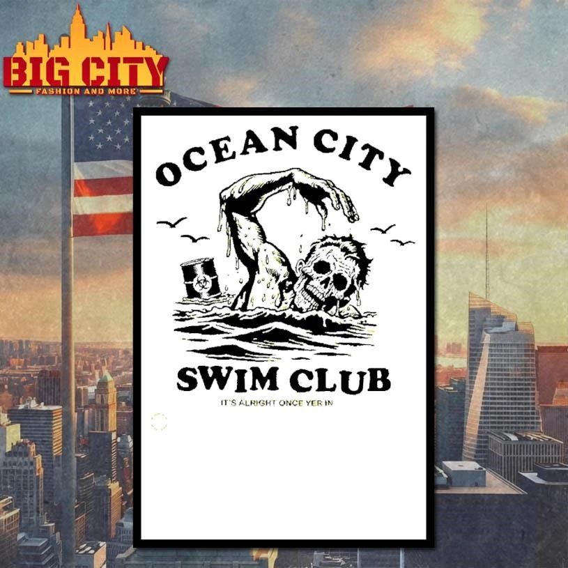 Ocean City Swim Club Zombie Toxic Waste Toxic Avenger Biohazard Mutant Mutant Swimming shirt