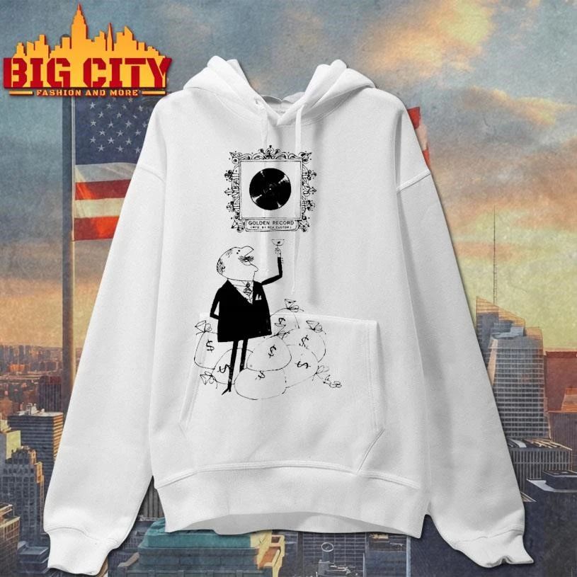 Wealthy Man Pile of Money Bags Golden Record Vintage Cartoon Shirt