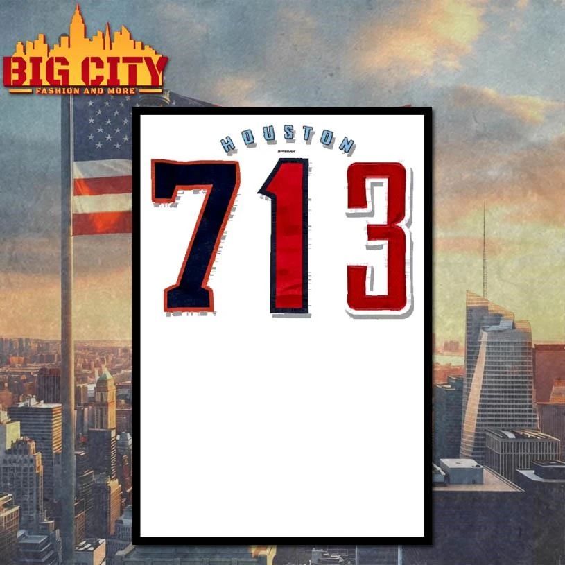 Vintage Houston 713 Football Style Number Typography Shirt