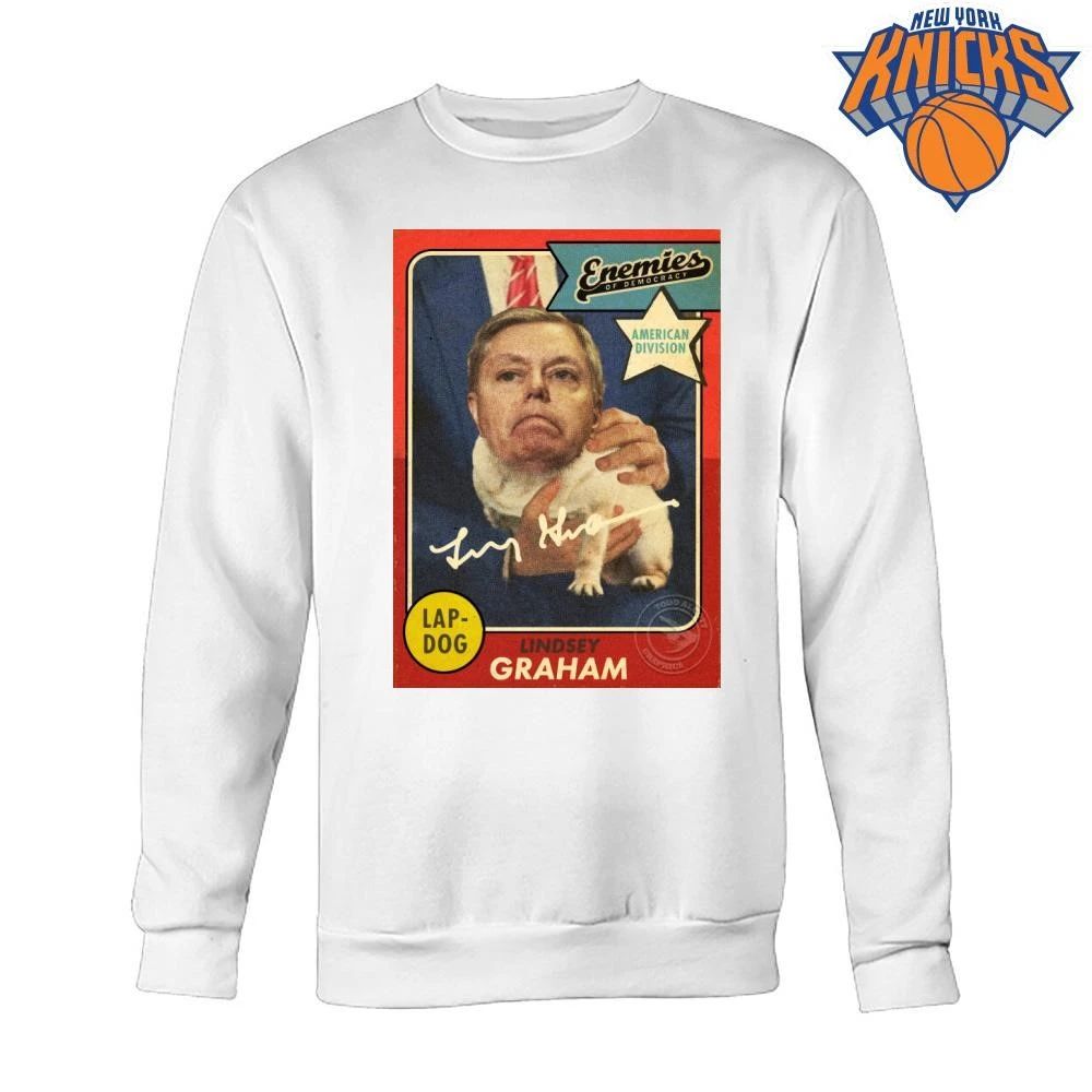 Enemies Of Democracy Lindsey Graham Lapdog Political Satire Vintage Baseball Card Shirt
