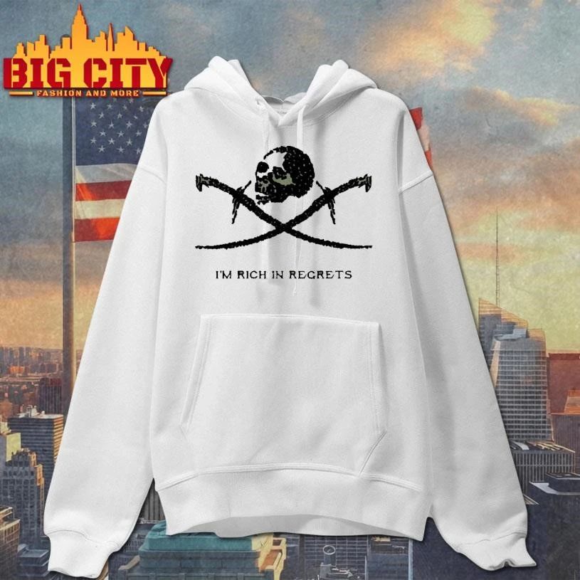 Im Rich In Regrets Pirate Skull Crossed Swords Vintage Casual Shirt