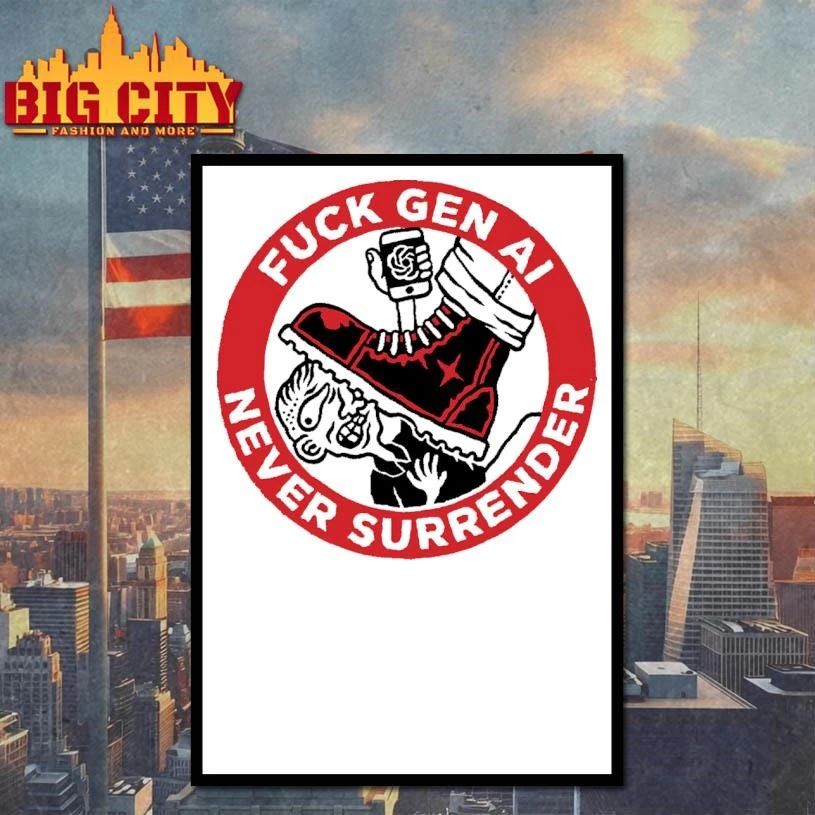 Fuck Gen AI Never Surrender Anti Artificial Intelligence Boot Stomp shirt