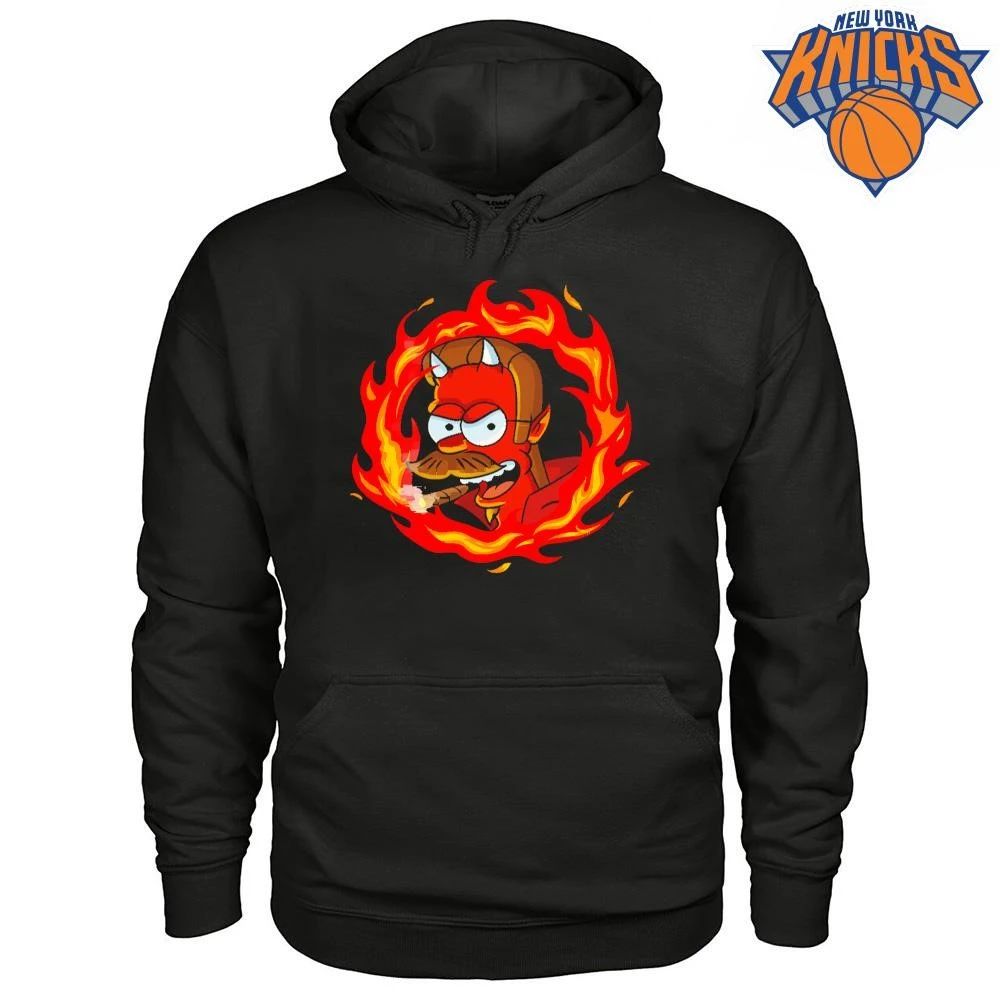 Evil Cartoon Character Devil Horns Smoking Cigar In Circle Of Fire Graphic Shirt