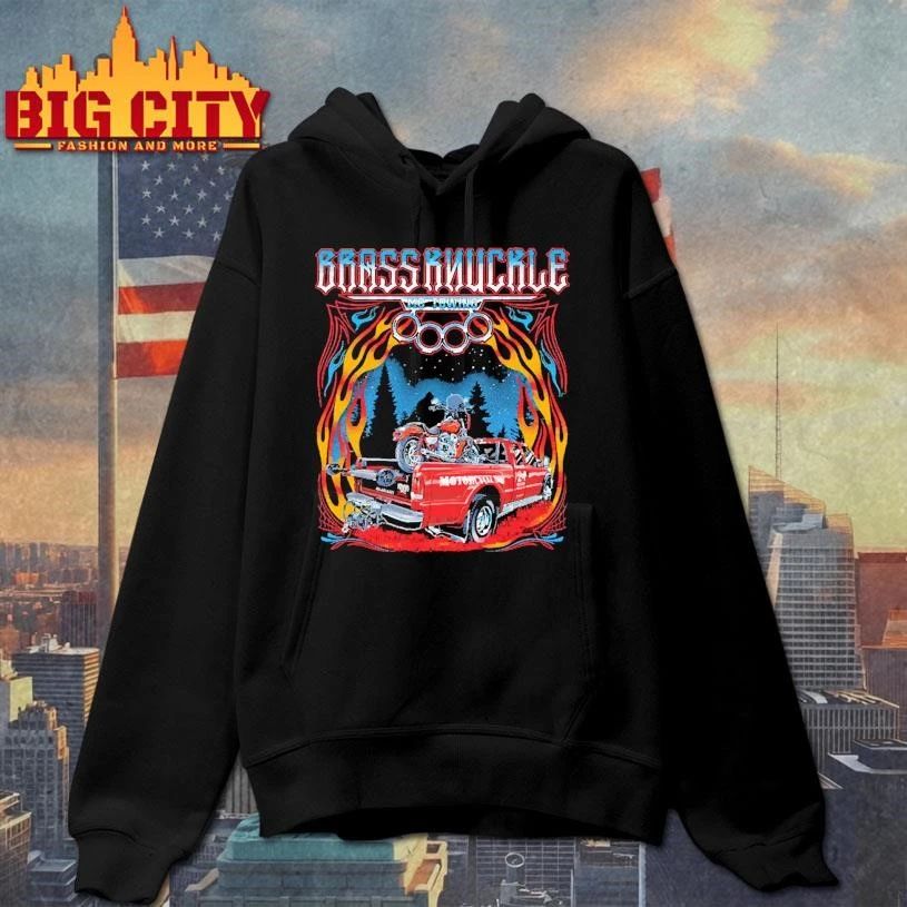 Brass Knuckle MC Towing Chopper Motorcycle Flames Black Shirt