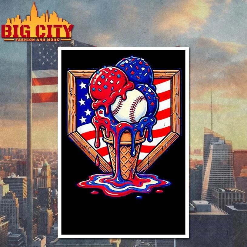 Baseball Drip American Flag Shirt