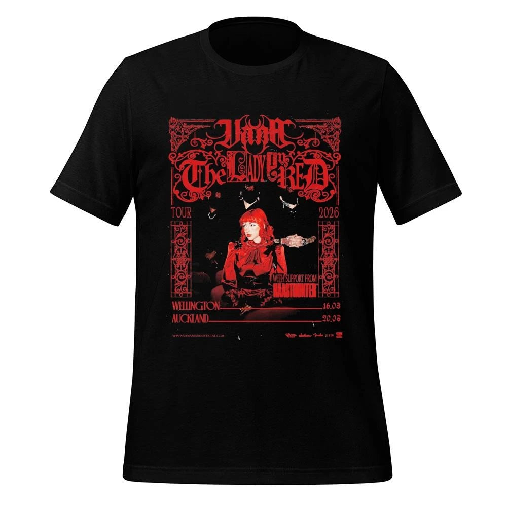 Vana The Lady In Red Tour 2026 New Zealand In Wellington And Auckland On March 16 And 20 2026 Shirt