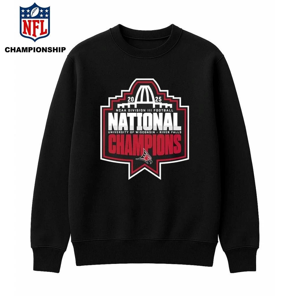 Wisconsin-River Falls Falcons Football National Champions 2025 NCAA Division III Football Logo Shirt