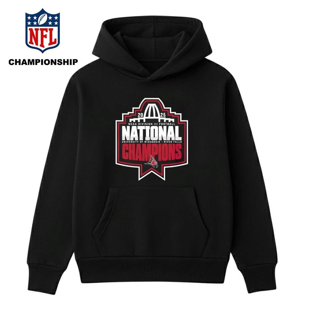 Wisconsin-River Falls Falcons Football National Champions 2025 NCAA Division III Football Logo Shirt