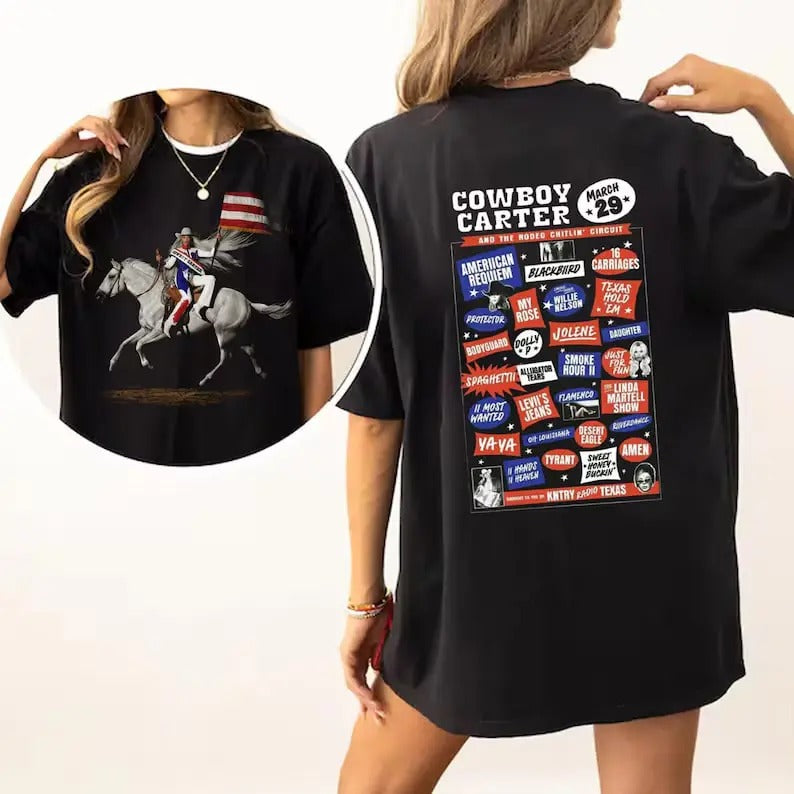 Vintage Beyonce Cowboy Carter Album Shirt, 2 Sides Beyoncee Shirts, Beyhive Exclusive Merch, Gift for man/woman Hoodie,...